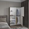 Eco High One Door Freestanding Armoire With Hanging Rod And Interior Shelves, Compact Bedroom Wardrobe, White, Mahogany
