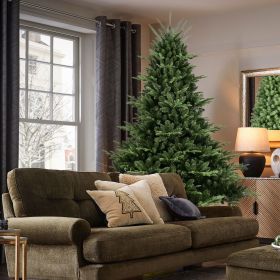 Full-Shaped 7.5FT Christmas Tree with 2441 Tips Ã¢â‚¬â€œ PE/PVC Mixed Needles, Wide Base for Large Spaces, Hinged Structure for Easy Setup