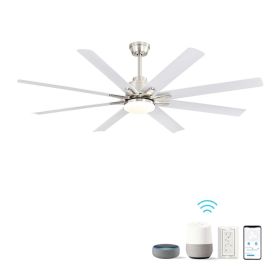 66 Inch Modern Ceiling Fan With Dimmable Led Light 8 ABS Blades Remote Control Reversible DC Motor For Home Office