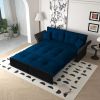 74.8" Queen Pull Out Sofa Bed, 3-in-1 Convertible Sleeper Tufted Sofa with 2 Soft Pillows,Multi-Functional Velvet Loveseat Bed,Blue