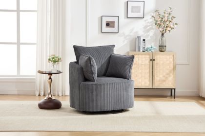 Grey Swivel Accent Chair,Round Swivel Barrel Chair