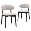 Linen Grey Cotton-Linen Fabric Upholstered Dining Chair with Black Solid Wood Legs, Armless Chair Set of 2 for Kitchen, Restaurant, Living