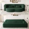 Modern Floor Sofa with 2 Pillows,Convertible Teddy Fabric Foam-Filled Sleeper Sofa Bed,15" Full Size Folding Mattress for Living Room,Guest Bed,Playro