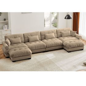 U Shaped Sectional Sofa Cloud Couch with Movable Ottomans