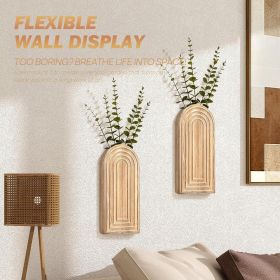 Pine Wood Set of 2 Wall Vases Ã¢â‚¬â€œ Farmhouse Wall Decor for Bedroom, Living Room