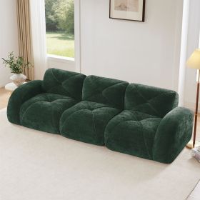 110''Boneless Sofa With Tufted,Soft Velvet Fabric,Modular Sectional Sofa Couches,32D High Density Sponge,Anti-Slip Design,Ergonomic Design Bottom