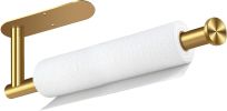 Paper Towel Holder, Self Adhesive or Drilling Paper Towel Holder Under Cabinet, Stainless Steel Gold Paper Towel Holders Wall Mount for Kitchen