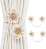 Rope Curtain Tiebacks 2 Pack | Sunflower Curtain Tieback Boho | Simple Elegant DIY Curtain Holdbacks | Accessories Wall Decoration for Home Office
