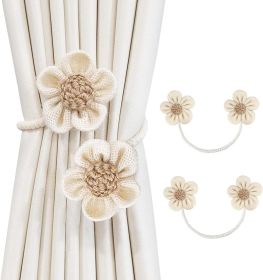 Rope Curtain Tiebacks 2 Pack | Sunflower Curtain Tieback Boho | Simple Elegant DIY Curtain Holdbacks | Accessories Wall Decoration for Home Office