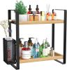 Bathroom countertop storage rack with basket, bathroom organizer shelf, vanity and skincare product storage rack, storage rack for bathroom, kitchen