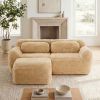 L-shaped Boneless Sofa,Soft Fluffy Plush Fabric,With Chaise 32D High Density Sponge,No Assembly Required,Ergonomic Design Bottom Anti-Slip Design