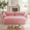 80''Soft Plush Fabric,Boneless Sofa,No Assembly Required,Bottom Anti-Slip Design With Chaise,With Ottoman And Throw Pillows,Deep Seat Design
