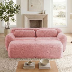 80''Soft Plush Fabric,Boneless Sofa,No Assembly Required,Bottom Anti-Slip Design With Chaise,With Ottoman And Throw Pillows,Deep Seat Design