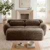 80''Soft Plush Fabric,Boneless Sofa,No Assembly Required,Bottom Anti-Slip Design With Chaise,Deep Seat Design
