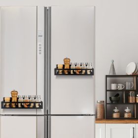 2 Pack Black Cat Magnetic Spice Rack for Refrigerator Metal Magnet Basket Shelf for Fridge Seasoning Storage Organizers Home Decor Kitchen Accessories