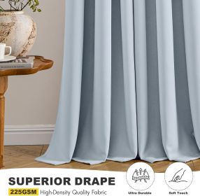Light Blue Blackout Curtains for Bedroom Living Room 63 Inches Long 2 Panels