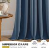 Stone Blue Blackout Curtains for Bedroom Living Room 63 Inches Long 2 Panels