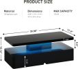 40" Modern Coffee Table with 16 Colors LED Lights, 2 Tier Rectangular Center Table with Large Storage Space