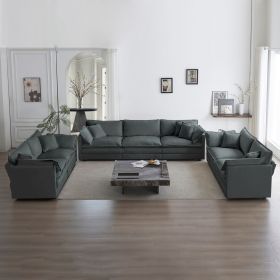 3 Piece Sofa Set Oversized Sofa Comfy Sofa Couch, 2 Pieces of 2 Seater and 1 Piece of 3 Seater Sofa for Living Room, Deep Seat Sofa Gray Chenille