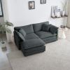Chenille Two-Seater Sofa with 1 Footrest, 2 Seater L-Shaped Sectional with Ottoman,Loveseat with Ottoman for Small Living Space, Gray Chenille