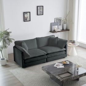 Modern Fabric Loveseat Sofa Couch for Living Room, Upholstered Large Size Deep Seat 2-Seat Sofa with 4 Pillows ,Gray Chenille