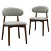 Laurel Green Flannelette Upholstered Dining Chair with Walnut Solid Wood Legs, Armless Chair Set of 2 for Kitchen, Restaurant, Living, Meeting Room