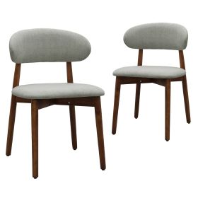 Laurel Green Flannelette Upholstered Dining Chair with Walnut Solid Wood Legs, Armless Chair Set of 2 for Kitchen, Restaurant, Living, Meeting Room
