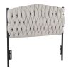 Twin Size Headboard in Black Metal and Cream Fabric