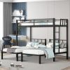 Detachable Metal Triple Bunk Bed, Top Bunk Fits Twin XL Mattress, Lower Bunks for Standard Twin Mattress, Noise-Free Frame for Bedroom Dorm Guest Room