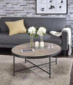 Bage Weathered Gray Oak & Metal Finish Coffee Table