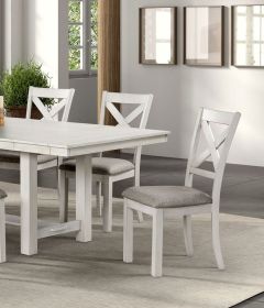 Rustic White Oak Farmhouse 2pcs Dining Chairs Cross Back Wooden Cushion Seat Kitchen Dining Room Furniture
