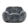 Soft Memory Foam Bean Bag Sofa Chair with Armrest, Modern Living Room Bean Bag, Blue Gray