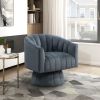 Dark Gray Velvet Accent Chair Modern Luxury Living Room Furniture, 1pc Swivel Chair Comfortable Barrel Back