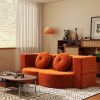Modern Floor Sofa with 2 Pillows,Convertible Plush Corduroy Foam-Filled Sleeper Sofa Bed,14.2" Full Size Folding Mattress for Living Room,Guest Bed
