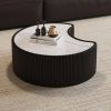Light Sintered stone Top Stylish Irregular Shape Leather Coffee modern Sofa Table for Living Room (Each tabletop has a unique grey pattern)