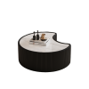 Light Sintered stone Top Stylish Irregular Shape Leather Coffee modern Sofa Table for Living Room (Each tabletop has a unique grey pattern)