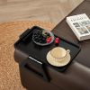 Acacia Wood Arm Table (15.35" D x 9.8" W x 5.7" H), Couch Arm Tray for TV Dinners, Remote, Foldable Armrest Organizer