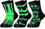 3 Pairs Funny Glow in The Dark Halloween Socks for Teen Kids Halloween Gifts for Teen Boys Girls Fun Basket Stuffers