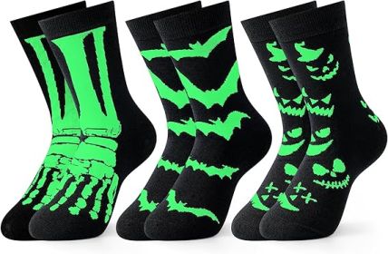 3 Pairs Funny Glow in The Dark Halloween Socks for Teen Kids Halloween Gifts for Teen Boys Girls Fun Basket Stuffers