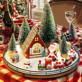 Christmas Town Village Sets Wood Lazy  Centerpiece Decor 12 PCS