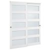 Sliding Closet Door, 60" (Double 31") x 80", 5-Lite Frosted Glass Bypass Sliding Doors with Hardware Kit & Floor Guide