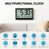 10.4 Inch Digital Wall Clock, Battery Operated Large Display Clock, Digital Calendar with Indoor Temperature/Humidity/Date/Day, Auto DST for Classroom