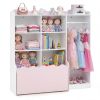 Kids Clothing Rack with Storage Cubes & Rolling Drawer Multifunctional Children Wardrobe Organizer