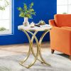 Round End Table Sofa Side Table Small Coffee Table with Metal Frame