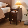 Solid Wood Nightstand with Two Drawers and Pull-out Panel Storage Bedside Table and Sofa Side Table