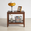 100% Solid Wood Rustic Side Table for Living Room,End Table with Storage Shelf 2-Tier Sofa Table for Living Room, Rubber Wood Indoor Plant Stand
