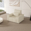 Corduroy Upholstered Armchair with Throw Pillow Ã¢â‚¬â€œ Soft Single-Seat Lounge Chair for Cozy Corners, Plush Comfort