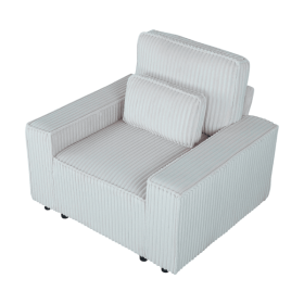 Corduroy Upholstered Armchair with Throw Pillow Ã¢â‚¬â€œ Soft Single-Seat Lounge Chair for Cozy Corners, Plush Comfort