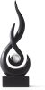 Modern Black Sculpture Decor: Flame Statue with Glass Ball Resin Abstract Art Figurines Unique Centerpiece for Living Room TV Stand Coffee Table Offic