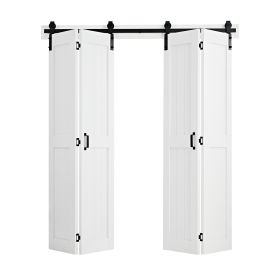 Bifold Barn Door, 72" x 84", MDF Bi-Fold Sliding Closet Doors, Hardware Kit Included, H-Frame Space-Saving Design, Pre-Assembled Panels for Bedroom